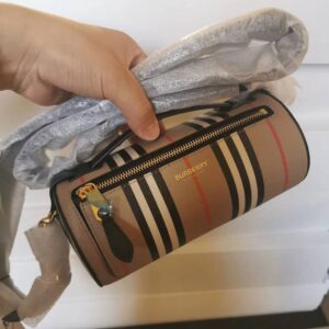 標誌性條紋拼皮革巴瑞爾包