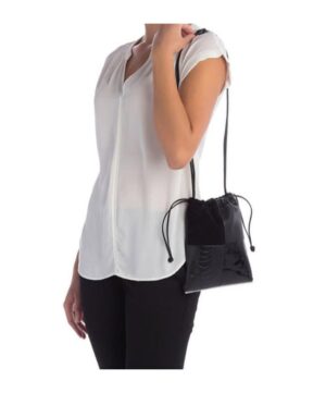 抽繩拼接單肩包