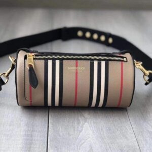 標誌性條紋拼皮革巴瑞爾包