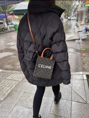 CABAS 迷你帆布和牛皮革標誌印花豎款手袋