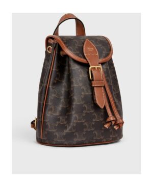 FOLCO迷你塗層帆布和牛皮革標誌印花背包