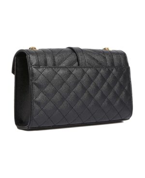 ENVELOPE 小號黑色絎縫紋理真皮包