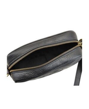 黑色logo浮雕單肩包