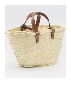 TEEN經典棕櫚葉和牛皮革提籃包