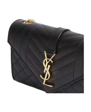 ENVELOPE 小號黑色絎縫紋理真皮包