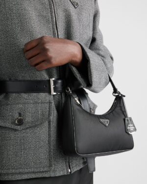 迷你Re-Edition Re-Nylon銀色徽標手提包