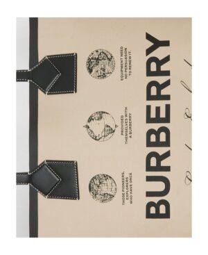 London - 標籤印花棉質拼皮小號托特手提包