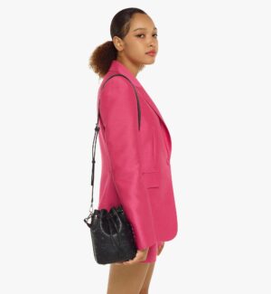 徽標抽繩單肩包