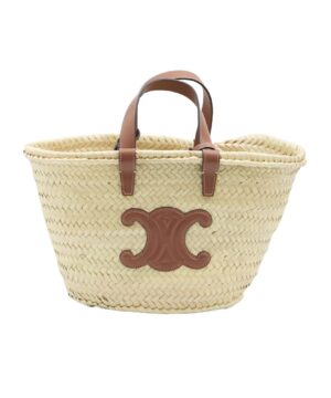 TEEN經典棕櫚葉和牛皮革提籃包