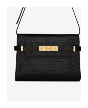 MANHATTAN亮面鱷魚紋壓印皮革小號肩背包