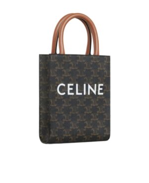 CABAS 迷你帆布和牛皮革標誌印花豎款手袋