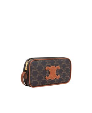 CUIR TRIOMPHE標誌印花牛皮革迷你肩背相機包