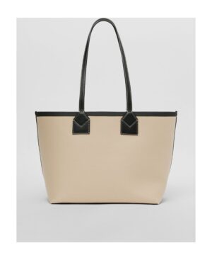 London - 標籤印花棉質拼皮小號托特手提包