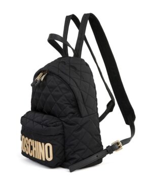 黑色菱格雙肩包