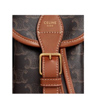 FOLCO迷你塗層帆布和牛皮革標誌印花背包