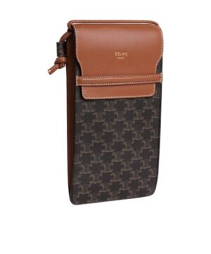 TRIOMPHE CANVAS標誌印花羊皮革翻蓋手機包