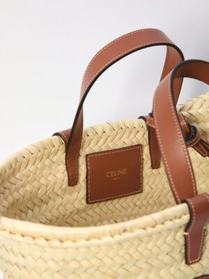 TEEN經典棕櫚葉和牛皮革提籃包
