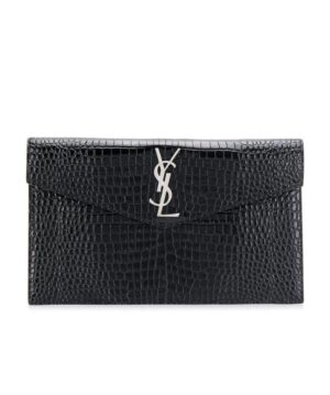 UPTOWN 鱷魚紋壓花閃亮真皮手拿包