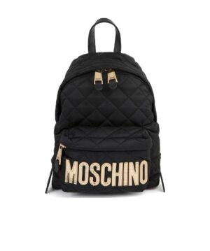 黑色菱格雙肩包