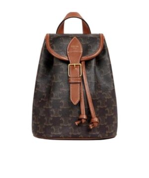 FOLCO迷你塗層帆布和牛皮革標誌印花背包