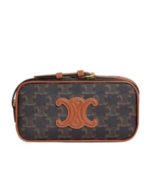 CUIR TRIOMPHE標誌印花牛皮革迷你肩背相機包