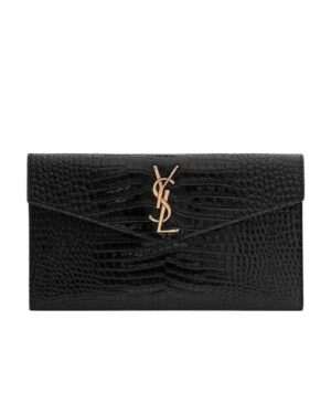 UPTOWN鱷魚紋壓印亮面皮革手拿包