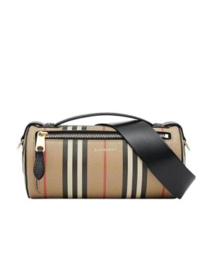 標誌性條紋拼皮革巴瑞爾包