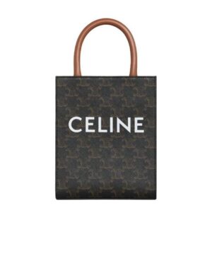 CABAS 迷你帆布和牛皮革標誌印花豎款手袋