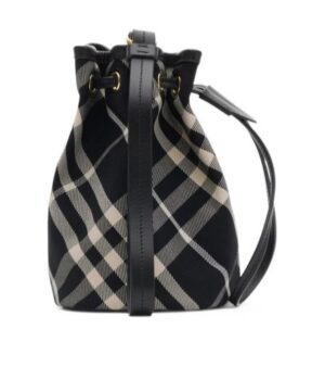 格紋抽繩手拿包