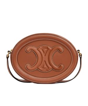 CUIR TRIOMPHE光滑牛皮革斜挎橢圓形單肩包